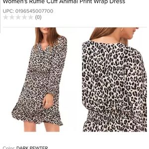 NWT VINCE CAMUTO RUFFLE CUFF ANIMAL PRINT DRESS 3XL
